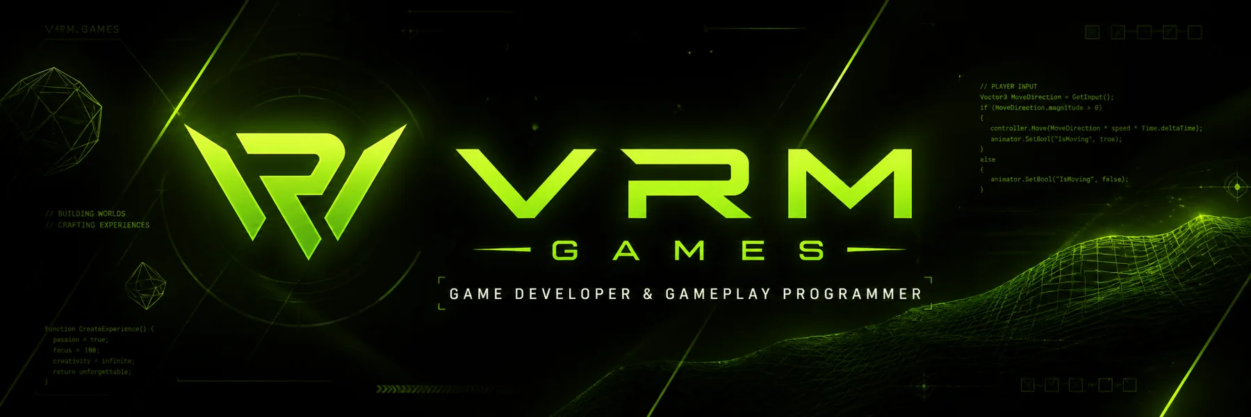 VRM Games portfolio banner